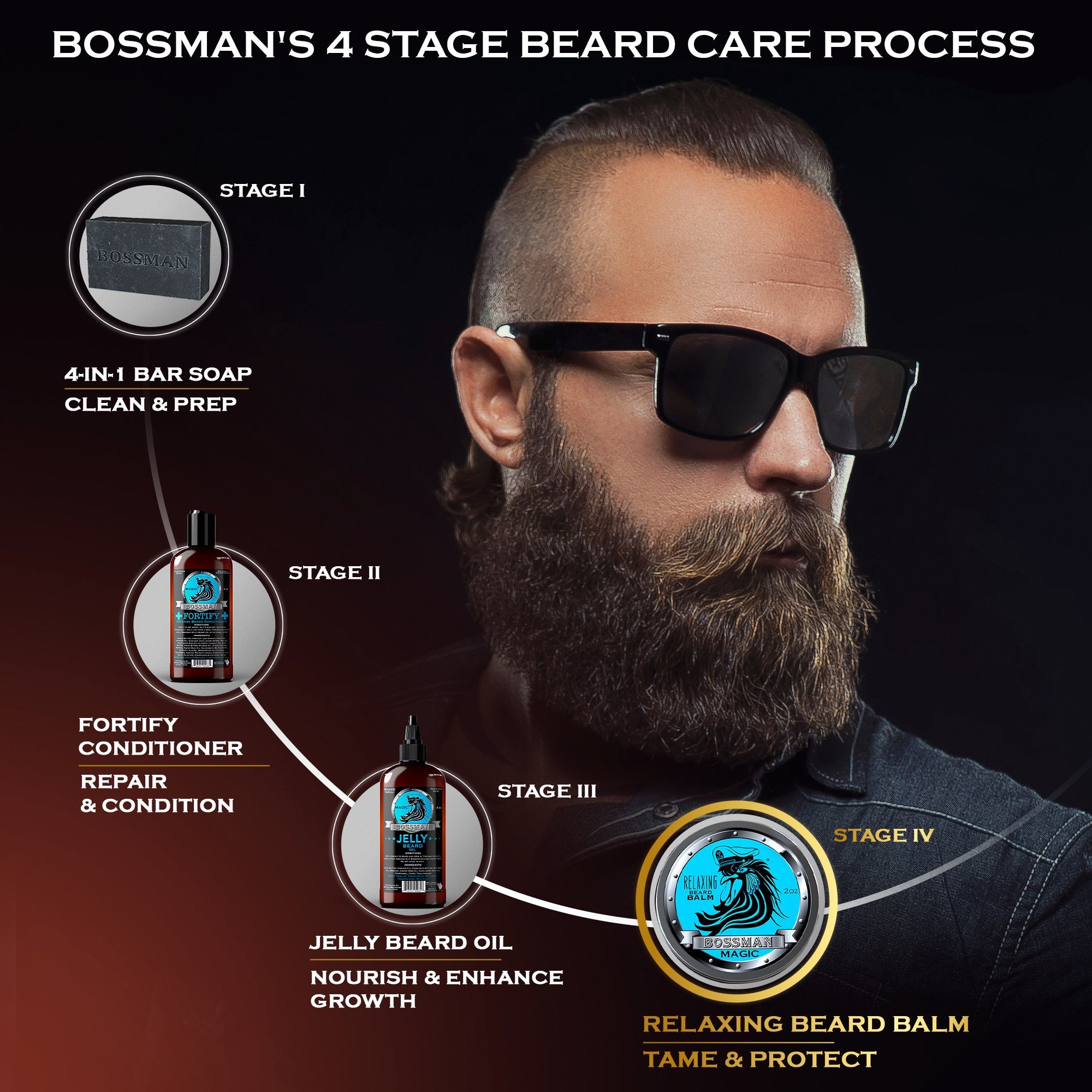 Bossman Relaxing Beard Balm - Magic Scent (3 Pack)