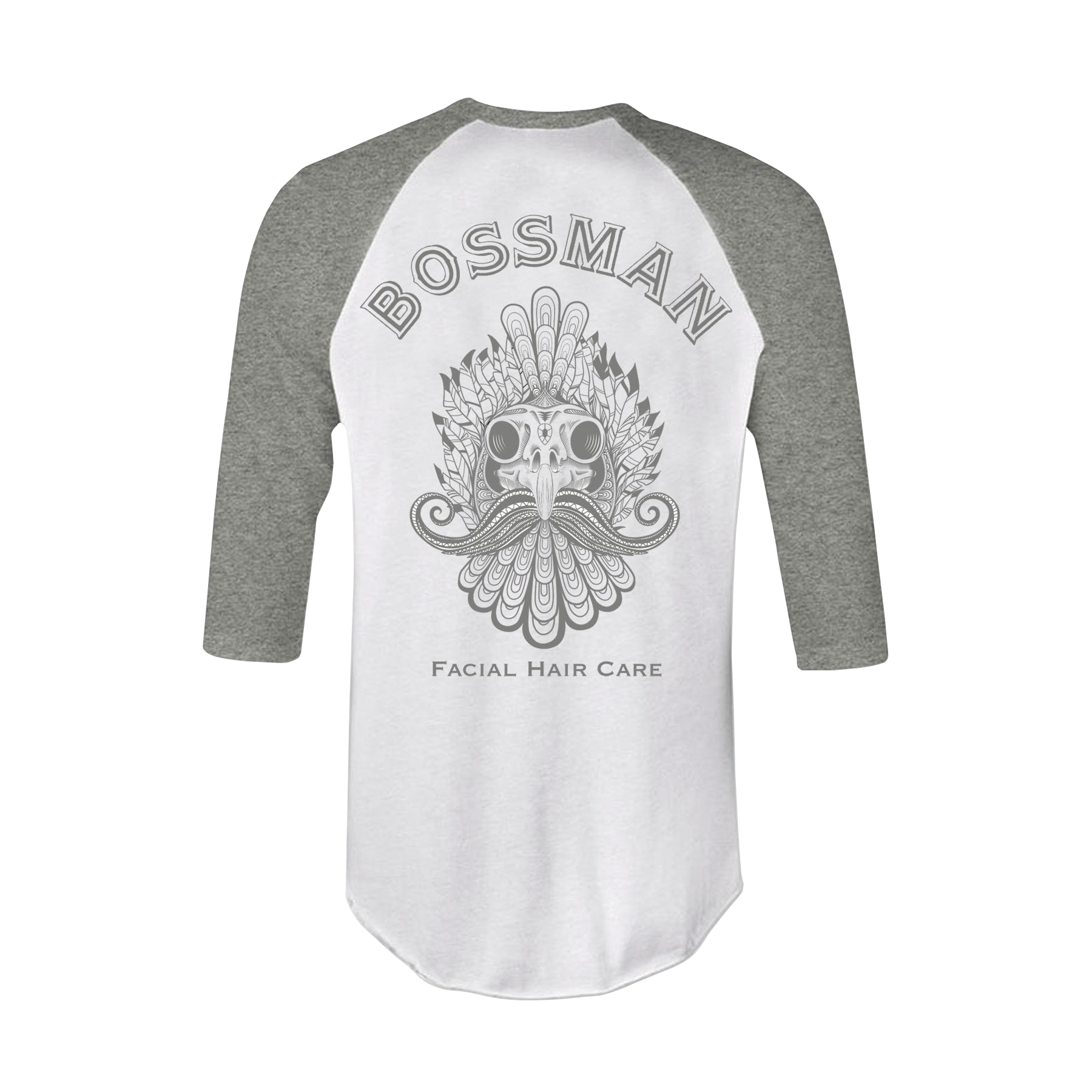 Bossman Rooster Skull Raglan Baseball 3/4 Sleeve Tee