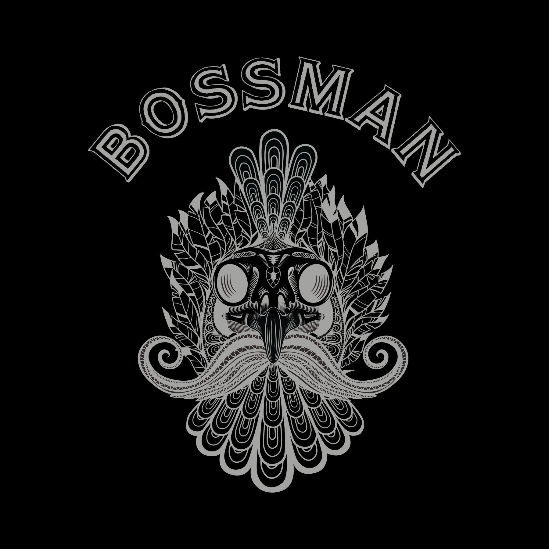 Bossman Rooster Skull Black Tee Shirt