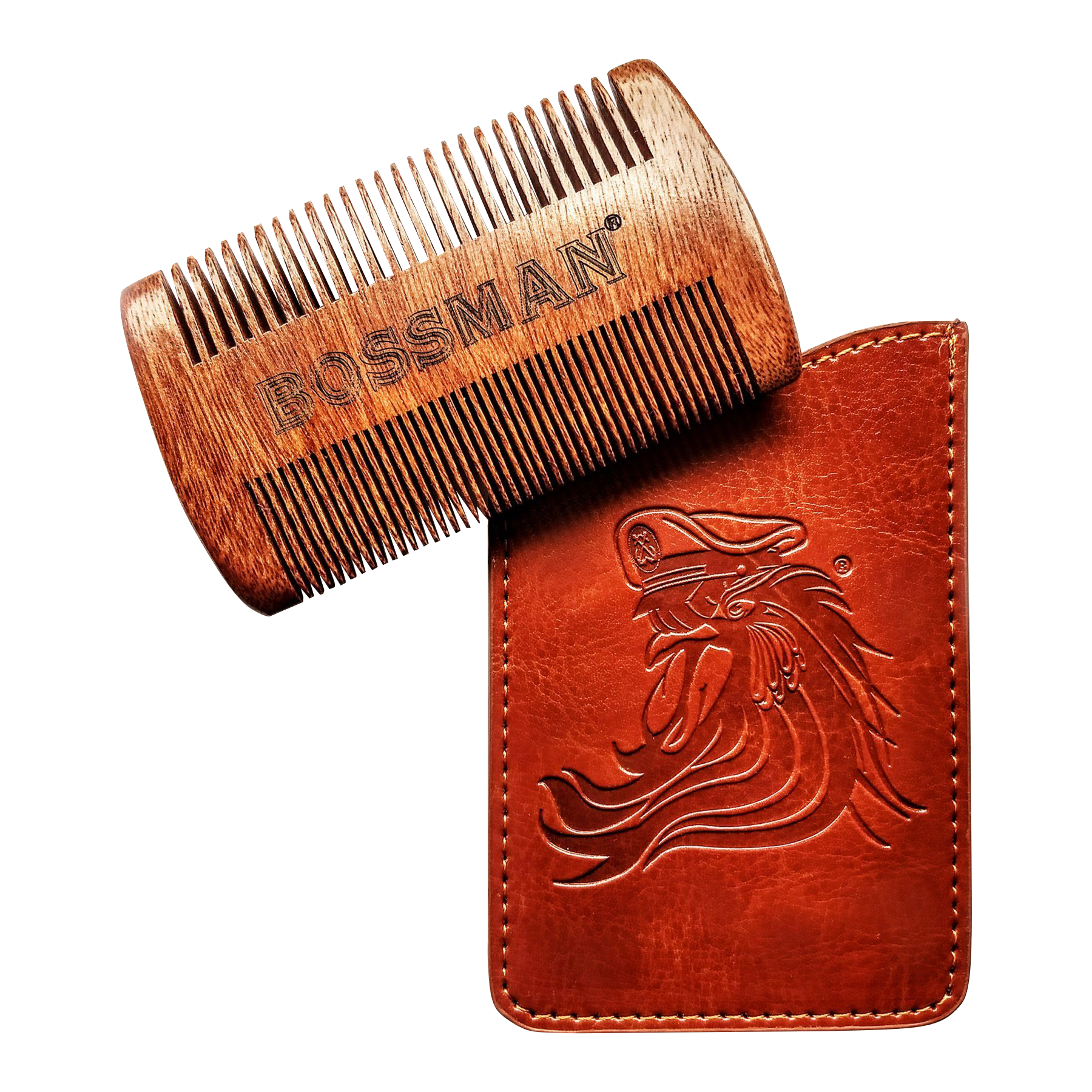 Bossman Pocket Size Sandalwood Comb & Protective Case